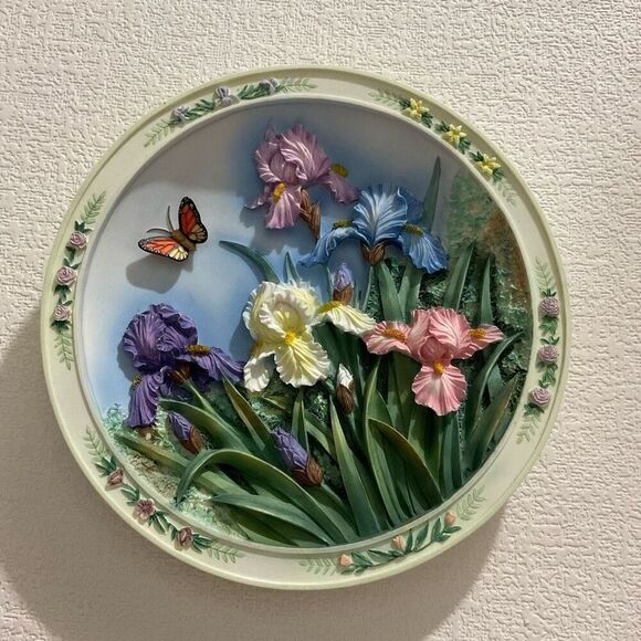 BRADFORD EXCHANGE 1994 Iris Garden 1st Issue‎ Of Lena Liu's Beautiful Gardens - Picture 1 of 9
